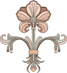 Modern,Art Nouveau. Isolated botanical graceful element stylized as Art Deco, Art Nouveau for branding, advertising, printing. ​​Digital Illustration