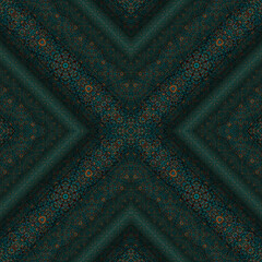 Dark Blue-Green geometric pattern with diamonds. Seamless background for print, web, design, batik.
