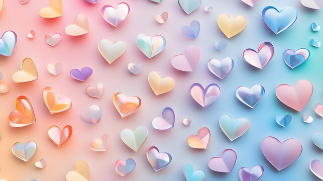 Flat lay of rainbow heart cutouts for pride theme
