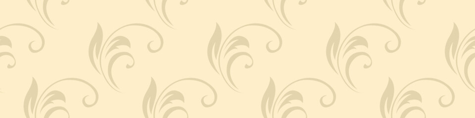 Vintage seamless plant pattern of beige stylized leaves, flowers and curls. Retro style. Vector backdrop, texture for victorian wallpapers, wrapping paper, fabric