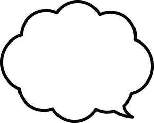 黒い線の使いやすい吹き出し。モコモコした雲の形。