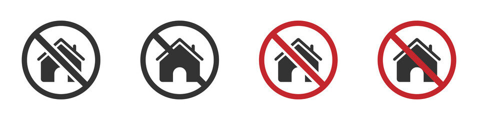  No home vector icon. No house symbol. Wrong house vector signs set