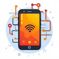 Detailed Flat 2D Vector Mobile Phone Network Icon Illustration with Transparent Background for UI Design and Clean Digital Graphics