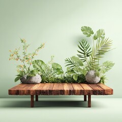 Serene Greenery: Potted Plants on Marble Display