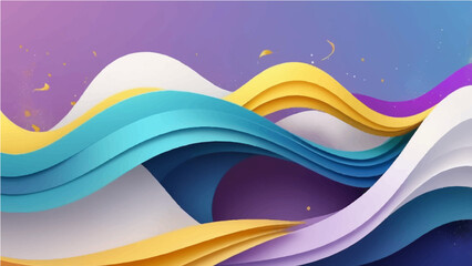 Abstract colorful wave shapes with layered curves and vibrant gradients on a soft background.