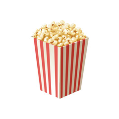 Classic Red and White Striped Popcorn Box A Cinema Snack Icon