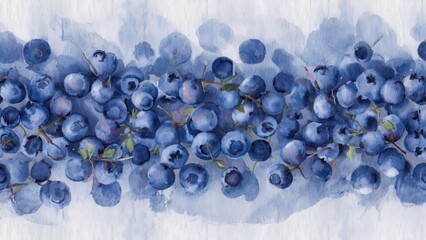 Seamless watercolor blueberry pattern