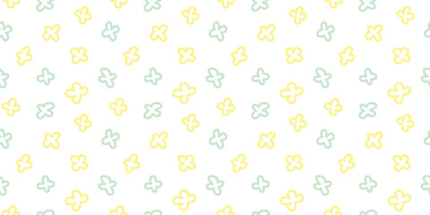 Seamless pattern with flower and fabric pattern for kids on white background.