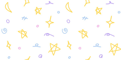 Seamless pattern star cartoon and fabric pattern for kids on white background.
