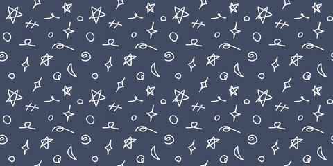 Seamless pattern  star cartoon and fabric pattern for kids on blue background. © wasanajai