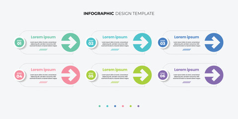 6 process infographic arrows design template. Planning, Marketing, Strategy and Business presentation.
