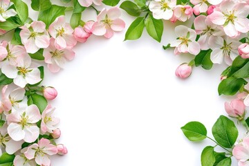 Obraz premium Delicate spring blossoms frame a white background