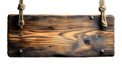 Wooden planks hanging retro vintage style. Isolated wooden board