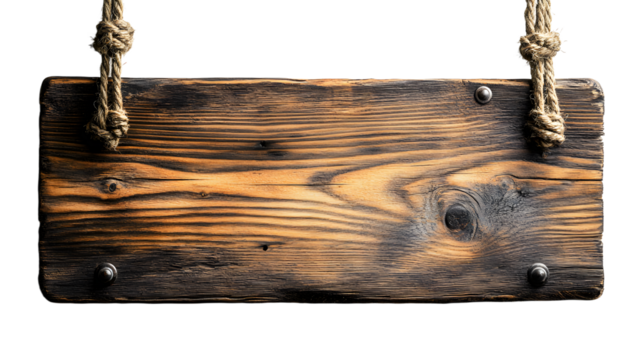 Wooden planks hanging retro vintage style. Isolated wooden board