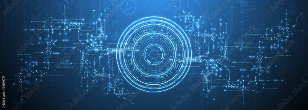 Aufkleber Abstract background. Scientific and technological concept with the use of technical elements formed in the shape of a circle. Vector