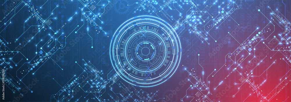 Aufkleber Abstract background. Scientific and technological concept with the use of technical elements formed in the shape of a circle. Vector