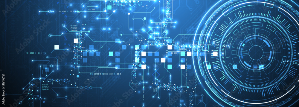 Poster Abstract background. Scientific and technological concept with the use of technical elements formed in the shape of a circle. Vector