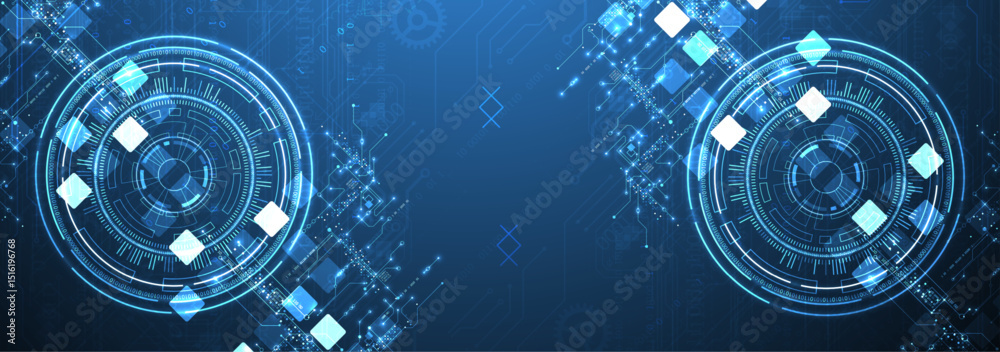 Aufkleber Abstract background. Scientific and technological concept with the use of technical elements formed in the shape of a circle. Vector