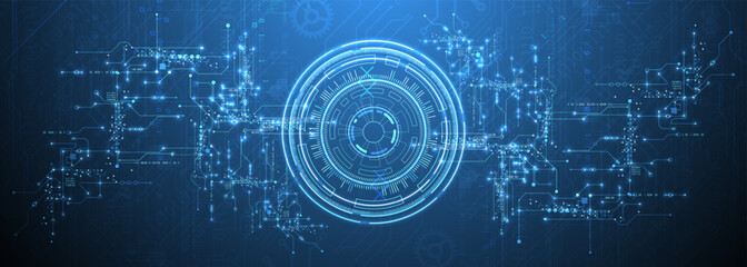 Abstract background. Scientific and technological concept with the use of technical elements formed in the shape of a circle. Vector