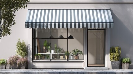 Realistic storefront mockup, local shop store glass window, small business commercial branding showcase