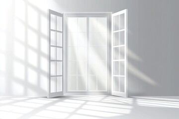 Fototapeta premium Sunlight streams through open double doors