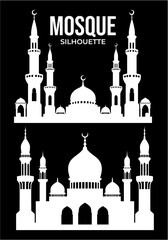 Silhouette Illustrations of Mosque Minarets and Domes in Elegant White Design