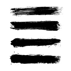 Artistic set of hand painted isolated black ink textured grunge brush strokes and lines. Abstract unique paintbrush textures and scratches for graphic design, decoration, texture