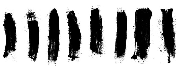 Set of grunge ink brush strokes, lines. Grunge hand drawn brush stroke elements, box, background, frames vector illustration. 