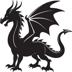 Fototapeta premium Black dragon vector silhouette illustration with heraldic medieval fantasy art design