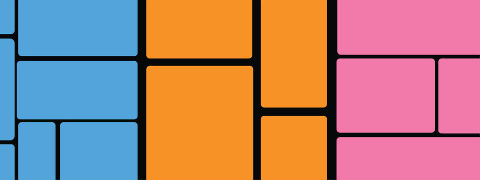 Bento style layout grid templates and collage bento. bento box photo frame collage layout. vibrant bento grid or collage with multicolors colors, bento pattern or frame design