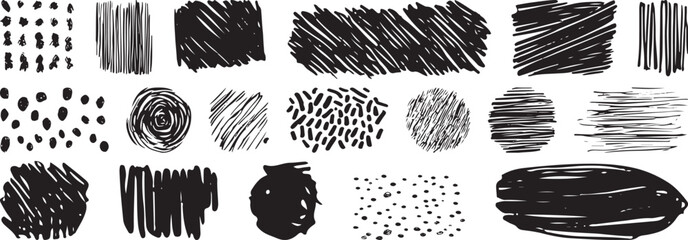 Hand Drawn Black Texture Set Vector Illustration