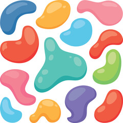 Colourful abstract shapes fluid hand drawn organic vector shape