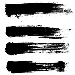 Collection of vector paint bold brush strokes, hand drawn thick grunge lines and rectangle shapes. Sketchy bold horizontal lines. Black ink brush strokes and banners. 