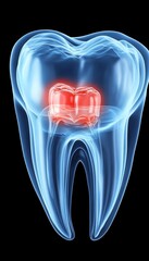 Impacted Third Molar X-Ray Illustration Depicting Painful Inflammation in Wisdom Tooth.