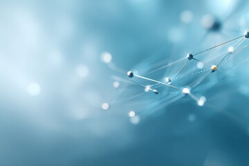 Abstract digital illustration of interconnected nodes and lines on a soft blue background