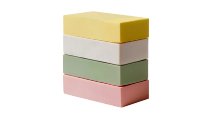 4 colorful yoga bricks, mock up, isolated