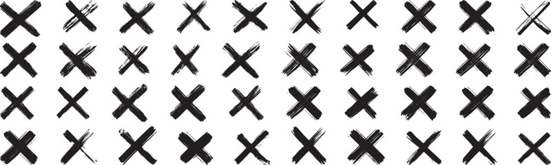 Obraz premium Cross Marks Vector Illustration. Set of Hand Drawn X Symbols on White Background.