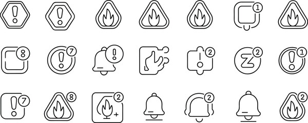 20 Essential Notification Icons for UI/UX Design – High-Quality Alert Symbols for Mobile Apps, Websites, and Digital Interfaces flat vector illustration