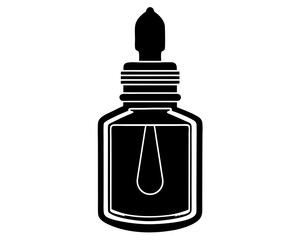Oil dropper bottle vector silhouette illustration isolated on white background
