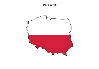 Fototapeta premium Outline Map of Poland with National Flag Colors for European Geography Education or Cultural Heritage Displays