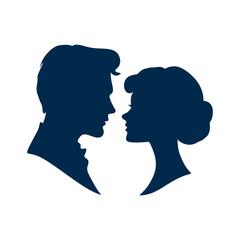 Simple flat vector logo of the silhouette of two people looking at each other