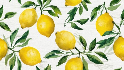 seamless watercolor pattern with lemons