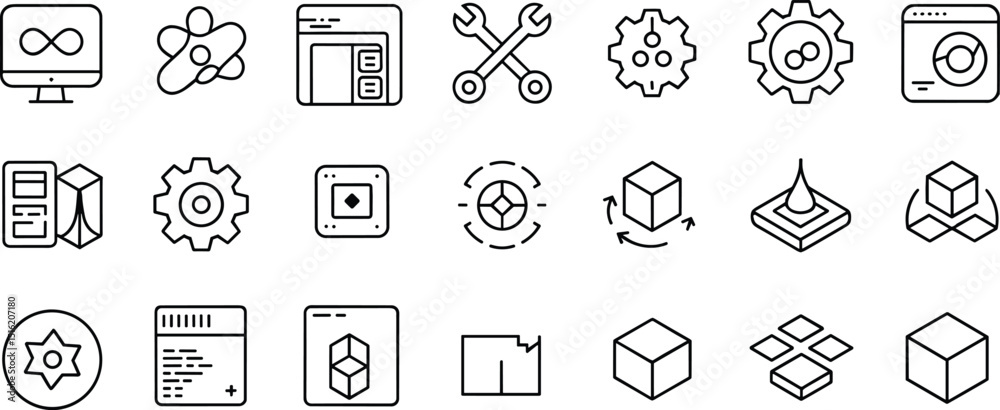 Wall mural 20 essential vector icons for software development, engineering, and digital innovation - perfect fo