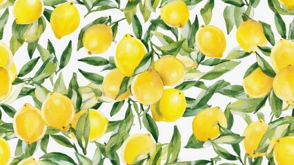 seamless watercolor pattern with lemons