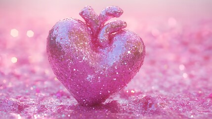 Obraz premium Heart in Glittering Pink: A Conceptual Expression of Affection and Sparkle