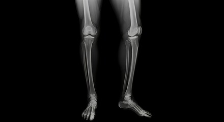 X-ray of Leg Bones and Feet on Dark Background