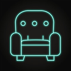Upholstered furniture neon line icon