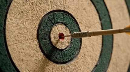 Precision Arrow Hitting Target Bullseye in Close-Up Image