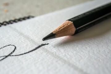 wooden black pencil sharp tip white minimalist background writing supplies office

