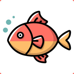 Flat vector illustration of fish on white background